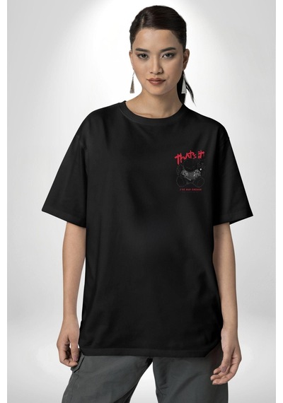Gerçeklikten Uzak Tutun Siyah Oversize Unisex Ön Ve Sırt Baskılı Tişört Siyah Gerçeklikten Uzak Tutun Siyah Oversize Unisex Ön Ve Sırt Baskılı Tişört Siyah