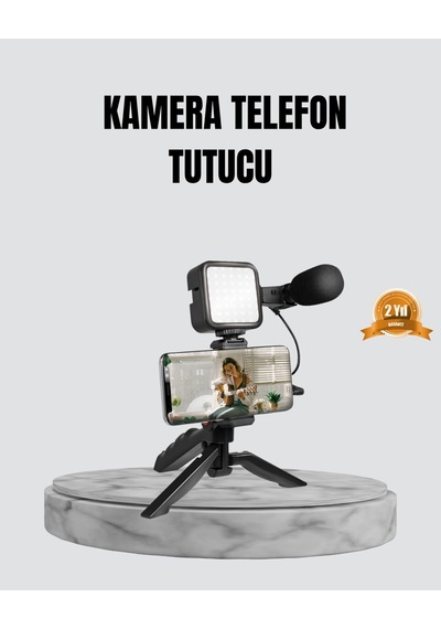 Telefon Video Çekim Kiti Led Aydınlatma Mikrofon Tripodlu Tam Set Belirtilmemiş