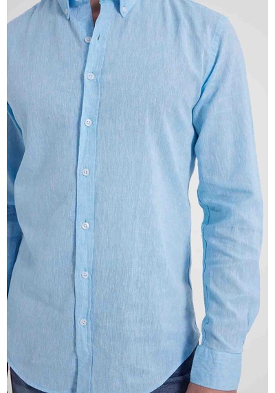 Tudors Erkek Slim Fit Dar Kesim Uzun Kollu Keten Premium Seri Düğmeli Yaka Spor Açık Mavi Gömlek-42642 Açık Mavi Tudors Erkek Slim Fit Dar Kesim Uzun Kollu Keten Premium Seri Düğmeli Yaka Spor Açık Mavi Gömlek-42642 Açık Mavi