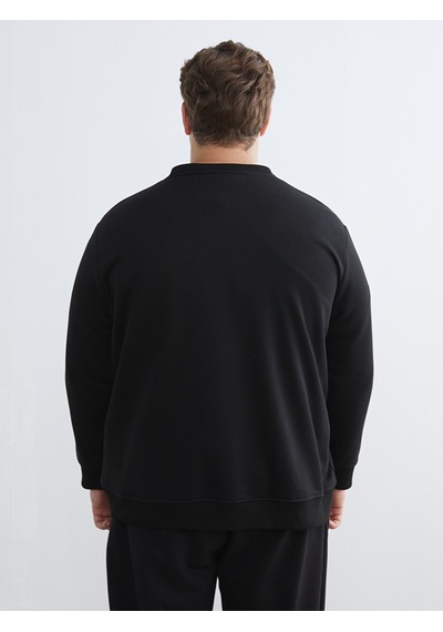 Lcw Vision Siyah Bisiklet Yaka Erkek Kalın Sweatshirt