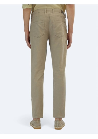 Vizon Dokuma Regular Fit Casual Pamuk Karışımlı Pantolon Vizon