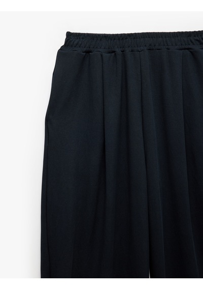 Koton Modal Kumaş Beli Lastikli Cepli Pileli Paperbag Pantolon Lacivert 7wak40090ek
