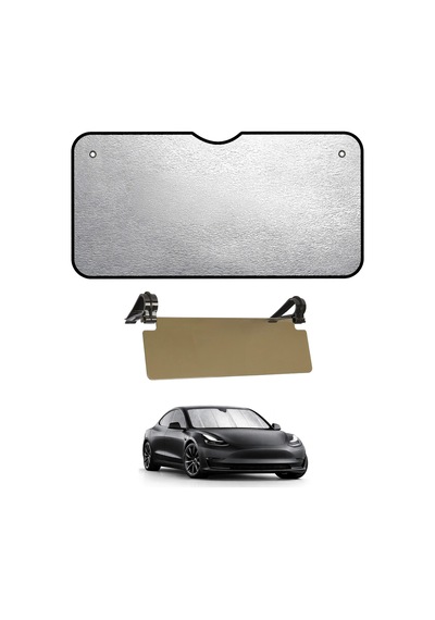 2li Set Vizör + Oto Güneşlik Araba Ön Cam Güneşlik Cam Gölgeliği + Güneş Vizörü