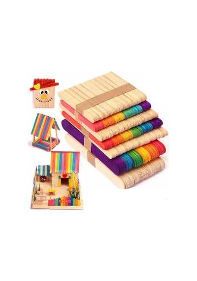 Ahşap Dil Çubuğu Renkli 50'Li Paket 150X18 Mm