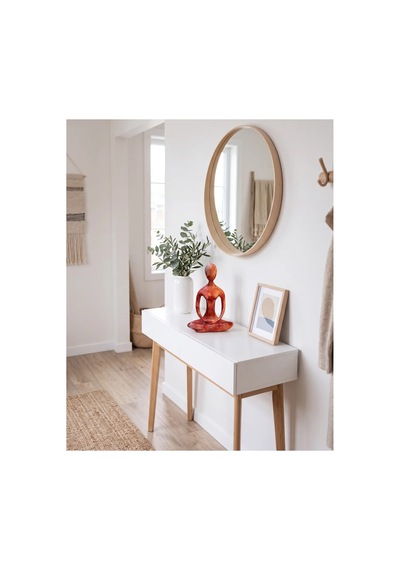 Dekoratif Yogacı Heykeli Kırmızı 23x14 Cm Meditasyon Yoga Figürü, Modern Biblo Ve Masaüstü Dekor Objesi