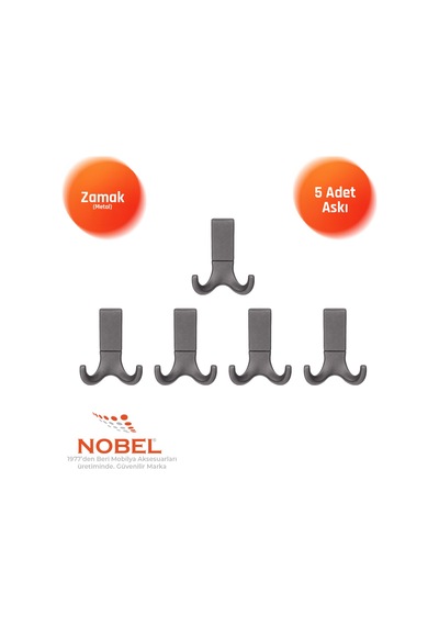 Best Lüks Askı, Metal, Vestiyer Askı, 121 Gr, Dolap Askılık, Duvar Askılığı, Titanyum Vidalı 5 Adet