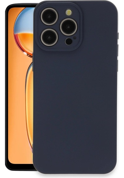 Apple Uyumlu iPhone 15 Pro Max Kılıf Nano İçi Kadife Silikon Lacivert\