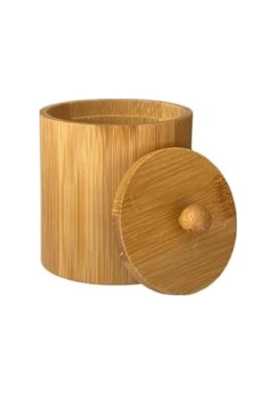 Doğal Bambu Ahşap Baharatlık Kapaklı Silindir Saklama Kabı 9x10 Cm El Yapımı Mutfak Düzeni Diğer