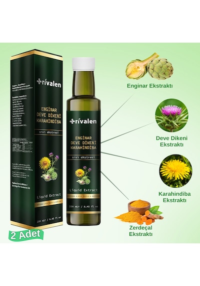 Rivalen Enginar - Deve Dikeni - Karahindiba Bitkisel Sıvı Eki 250 Ml X 2 Adet