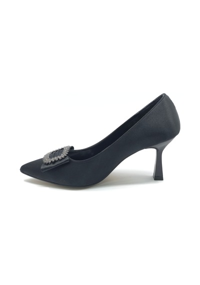 Feles Kare Toka 8 Cm Topuklu Stiletto Kadın Ayakkabı siyah