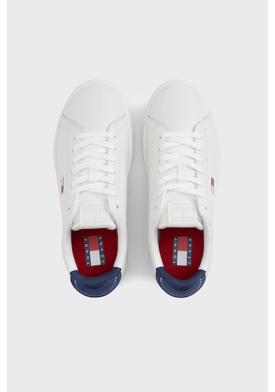 Tommy Jeans Deri Sneaker Ayakkabı Kadın Ayakkabı En0en03146 0gz Beyaz-mavi