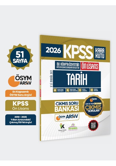 2026 Fullönlisans Kpss Tarih Kara Kutu ÖSYM Çıkmış Soru Bankası Son 15 Yıl (Sadece Ön Lisans)