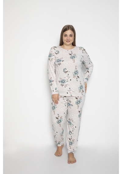 Vishenka Kadın Büyük Beden Viskon Likralı Baskılı Pijama Takımı Çok Renkli