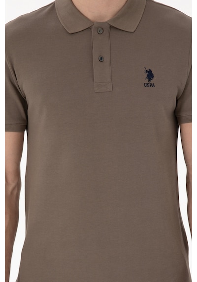 U.S. Polo Assn. Erkek Slim Fit Polo Yaka Vizon Basic Tişört 50298041-VR052