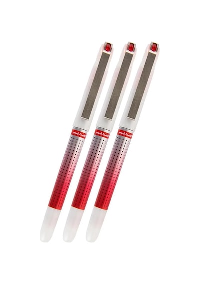 Kırmızı Pilot Kalem 3 Adet Uniball Eye Needle 0.7 Mm İğne Uçlu Pilot Kalem Ub-187s İğne Uçlu Li Tek Renk