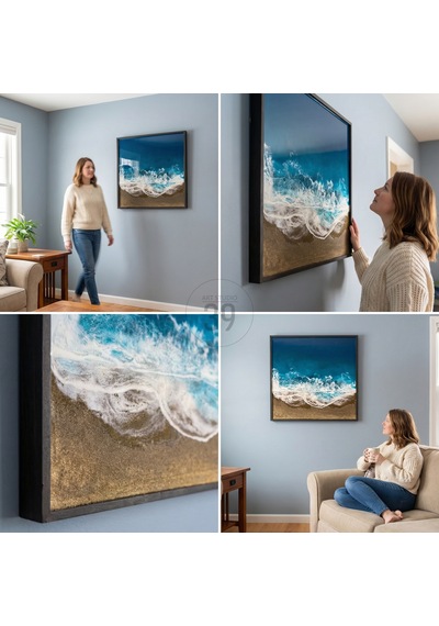Tropical Ocean Epoksi Duvar Tablosu, Çerçeveli Okyanus Temalı El Yapımı Sanat Eseri, 40x40 Cm 1 Adet Tropical Ocean Epoksi Duvar Tablosu, Çerçeveli Okyanus Temalı El Yapımı Sanat Eseri, 40x40 Cm 1 Adet