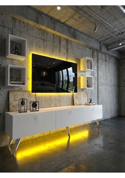 Karnaval Ledli Tv Ünitesi - Beyaz - Pl8017-1