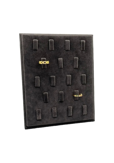 Süet Kumaş Füme Renk 20/16 Cm Ayaklı Yüzük Sergileme Standı Çok Renkli
