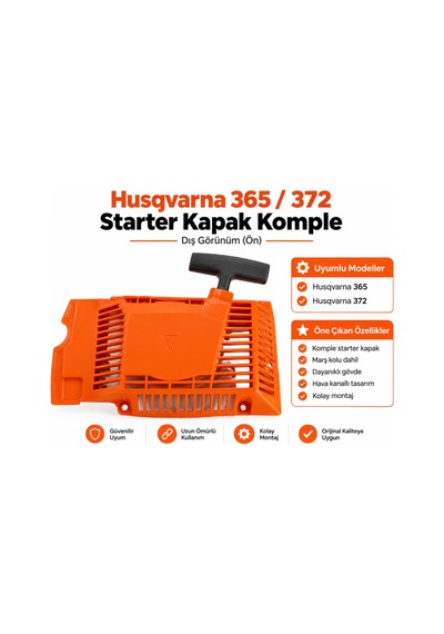 Algaride Husqvarna 365 372 Uyumlu Starter Kapak Komple Marş Mekanizmalı Motorlu Testere Çekme Starteri Yedek Parça
