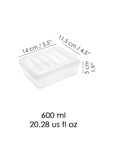 4'lü Şeffaf Kapaklı Mikrodalga Uyumlu Saklama Kabı - Organizer Düzenleyici Gıda Erzak Kabı 4x600ml Şeffaf
