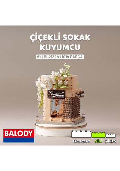 Balody Çiçekli Sokak Serisi Kuyumcu Bl21324 Mini Blok Yapı Oyuncakları Seti