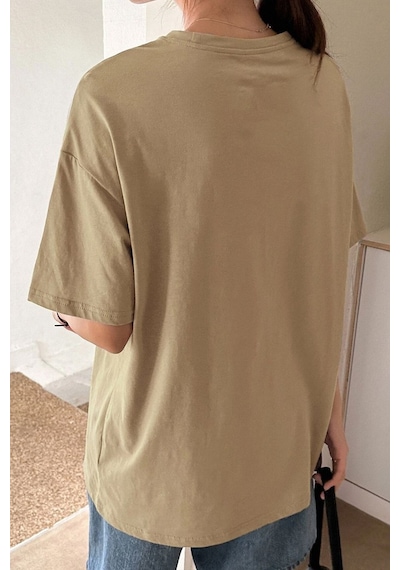 Unisex Neighbor's Ukiyo E Baskılı T-shirt Bej