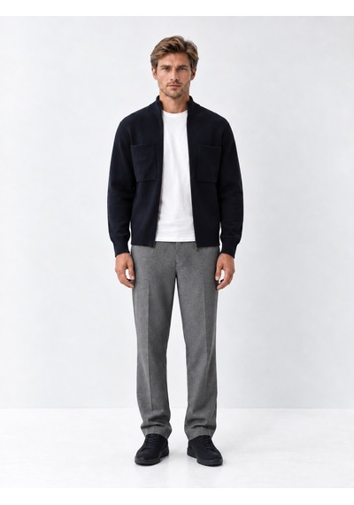 Xint Lacivert Regular Fit Dik Yaka Pamuklu Hırka 801666