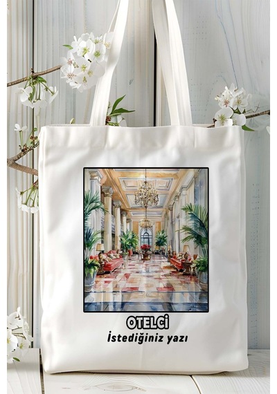 Art Hediye Otelci Baskılı Bez Omuz Çantası Kişiye Özel Model 7 Çok Renkli