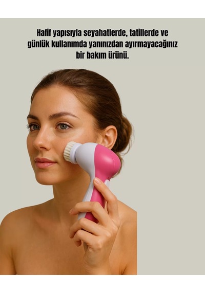 5 Başlıklı Fırçalı Yüz Temizleme Ve Spa Masaj Cihazı Döner Başlık Suya Dayanıklı Mh-hs0009-9473