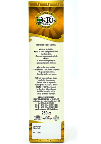 Buğday Soğuk Sıkım Yağı Triticum Aestivum 250 Ml