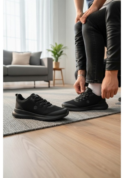 Enoch Erkek Örgü Panelli Esnek Tabanlı Günlük Spor Ayakkabı Sneaker Siyah