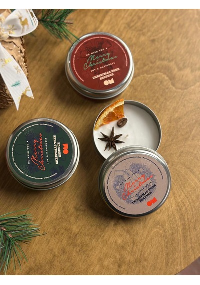 Yeni Yıl Hediyesi - Gift Box 3'lü Christmas Tree Soya Wax Mum Beyaz