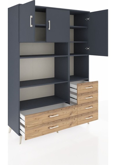 Hyperion Dolap 9 Raflı 6 Çekmeceli 3 Kapaklı 132x44x195 Antrasit-antrasit/çam Antrasıt/atlas Çam Hyperion Dolap 9 Raflı 6 Çekmeceli 3 Kapaklı 132x44x195 Antrasit-antrasit/çam Antrasıt/atlas Çam
