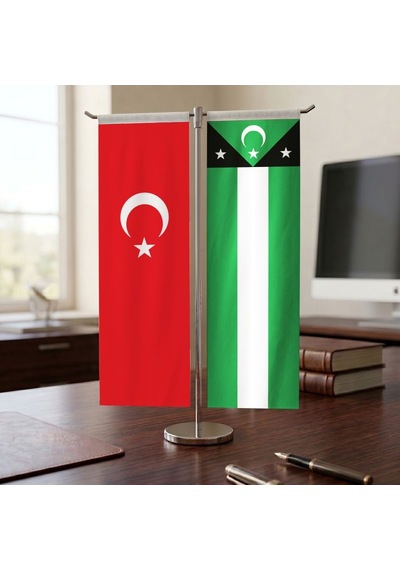 Batı Trakya Türkleri Bayrağı Ve Türkiye Bayrağı Kırlangıç T Tipi Masa Bayrak Takımı Diğer