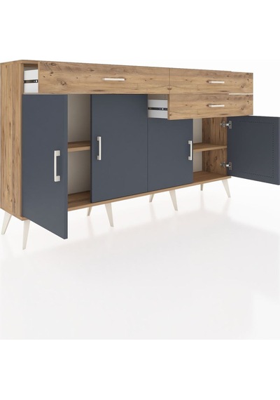 Arges Konsol 2 Raflı 3 Çekmeceli 4 Kapaklı 176x30x99 Çam-antrasit Çam-antrasit/çam Arges Konsol 2 Raflı 3 Çekmeceli 4 Kapaklı 176x30x99 Çam-antrasit Çam-antrasit/çam