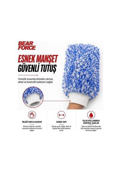 Robeve Bear Force Uzun Tüylü Mikrofiber Araç Yıkama Eldiveni Yoğun Köpük Taşıma Özellikli, Yüksek Su Emici, Çiziksiz Ve Güvenli Temizlik Için Boya Dostu Mikrofiber Oto Yıkama Eldiveni