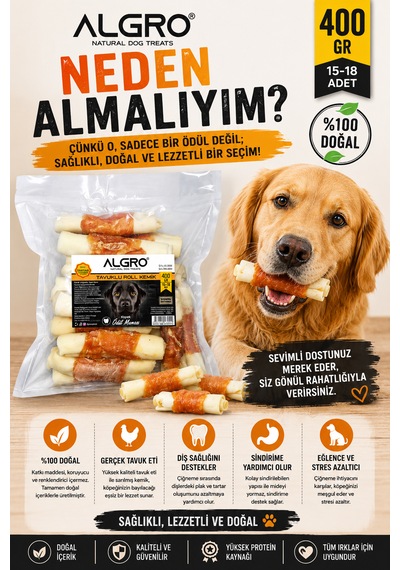 Tavuklu Roll Kemik Köpek Ödülü 400 Gr X 3 Paket