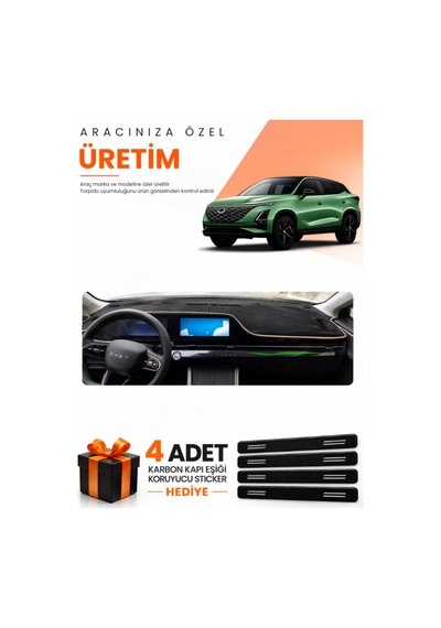 Chery Omada 5 2022-2024 Uyumlu Torpido Koruma Örtüsü Oto Kılıfı - Siyah Bej