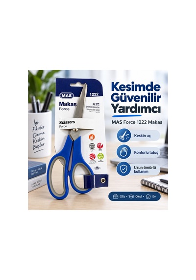 1222 Force 22 Cm Paslanmaz Çelik Ergonomik Makas