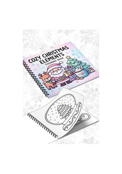 Yılbaşı Cozy Christmas Elements 20x20 Cm Büyük Boyama Kitabı, Çocuklar Ve Yetişkinler İçin
