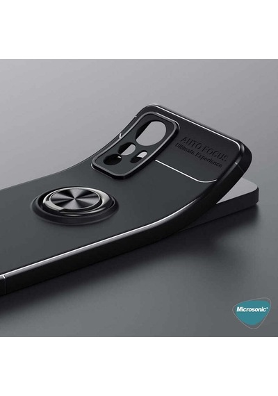 Xiaomi Mi 12t Pro İçin Kılıf Kickstand Ring Holder Siyah Mi 12t Pro İle Uyumlu Kılıf - Siyah