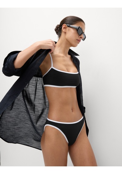 Marks & Spencer Kontrast Trim Yuvarlak Yaka Bikini Üstü Siyah Mix