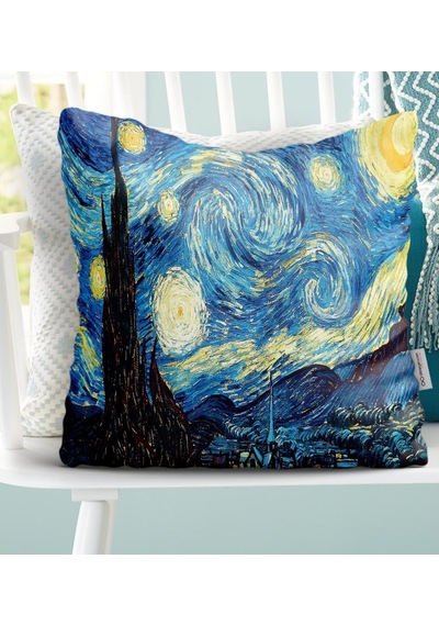 Kişiye Özel Van Gogh Saten Kırlent Yastık - 1