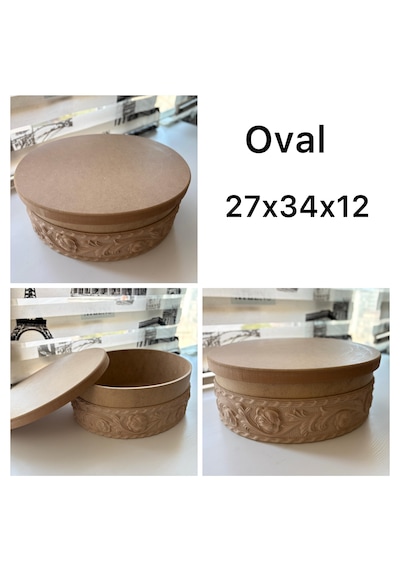 Ham Ahşap Oval Dekoratif Kutu 6
