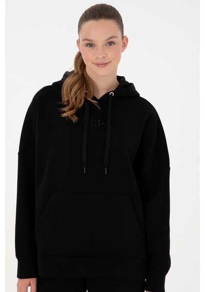 U.S. Polo Assn. Kadın Siyah Kapüşonlu Sweatshirt 50292370-VR046