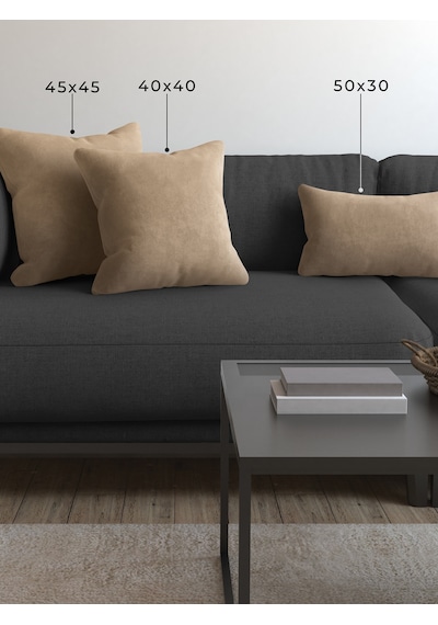 Br Demor Home Soft Series Kum Beji Kırlent, Yastık Kılıfı Kum Beji