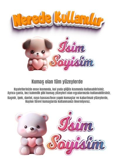 Kıyafet Etiketi - Okul Kıyafet Kumaş Etiketi Kreş Anaokulu İlkokul Kıyafet Kumaş Etiketi Set08 Karışık