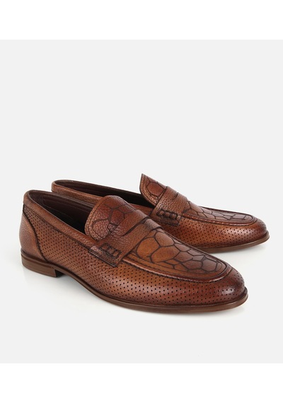 Hotiç Erkek Deri Taba Yumuşak Dokulu Baskılı Klasik Loafer 02ayh329690a410 02ayh329690a410