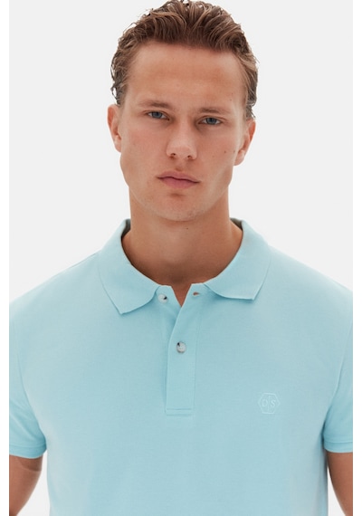D'S Damat Ds Damat Regular Fit Aqua %100 Pamuklu Uzun Ömürlü Kıvrılmaz Polo Yaka Nakışlı T-shirt 4hc14ort51000 U00