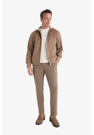 Defacto Slim Fit Dar Kesim Dik Yaka Fermuarlı Süet Mont D1524ax25aubn267 Kahve